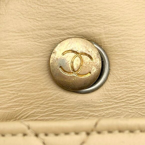 Authentic CHANEL 24K  Vintage Classic Single Flap Quilted Lambskin Chain Bag Tan - Picture 14 of 16